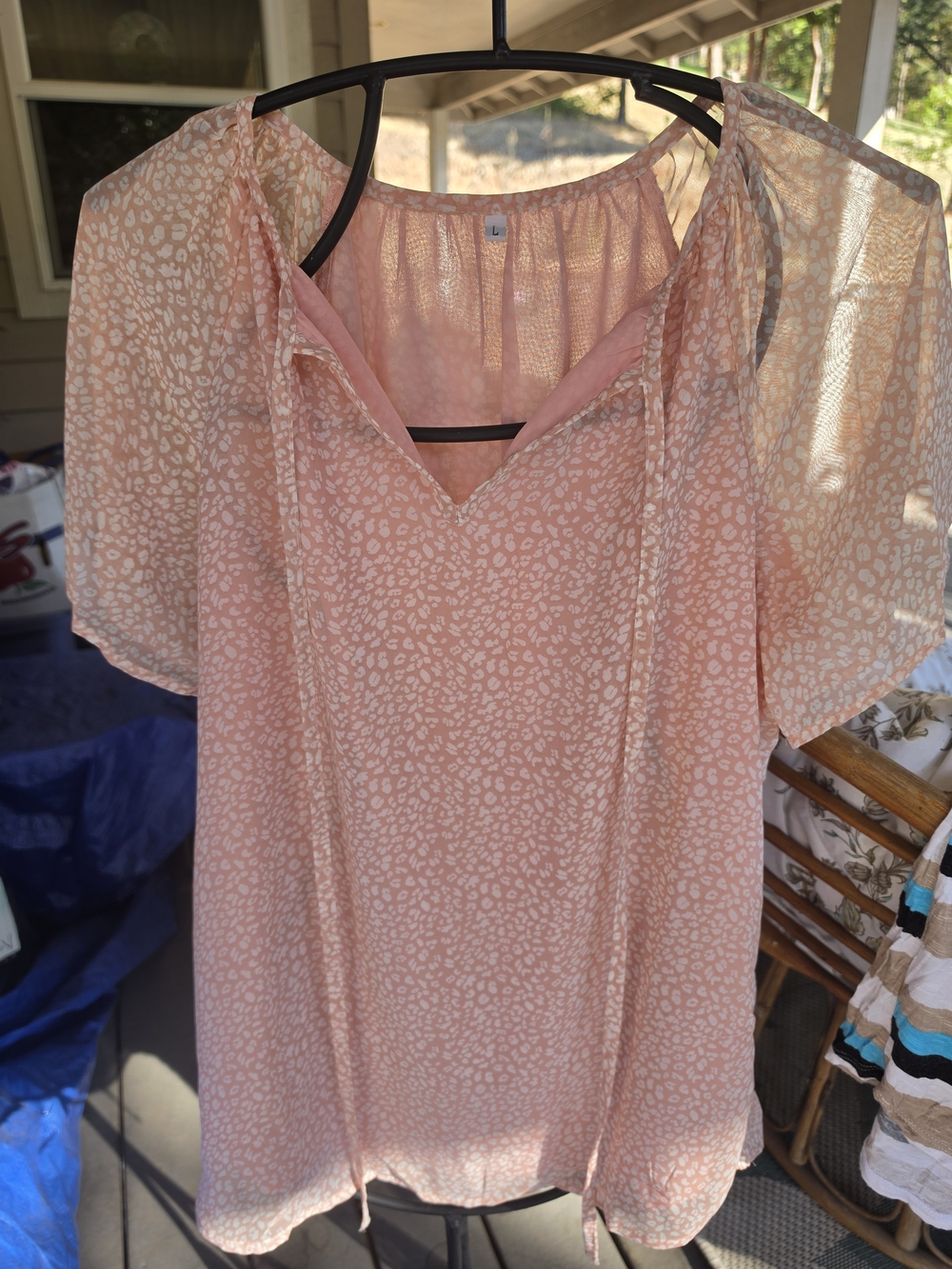 Women’s Pink Printed Flutter Sleeve Blouse